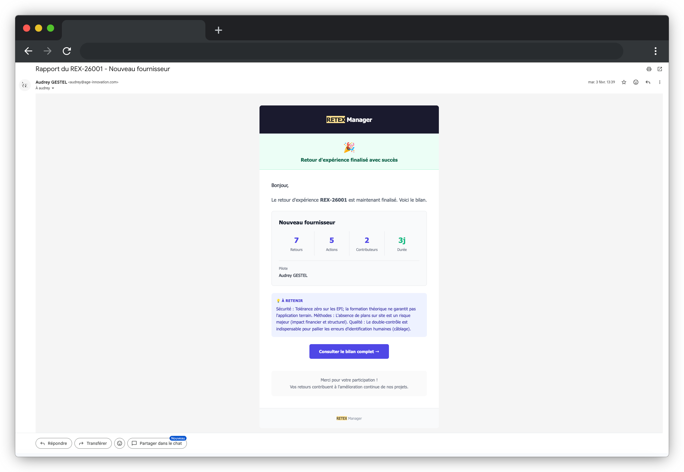Capitalisation des enseignements FeedbackHub